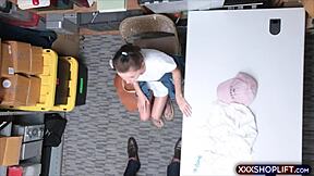 Very Cute Shoplifter Fucks Security Guard for Her Freedom