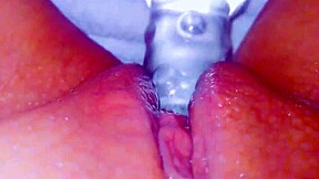 Curious Coed Squirts Huge Cum on Glass Toy