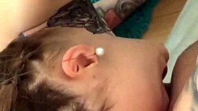 I'm this petite brunette teen model giving rimjob deepthroat and getting messy cum on my natural tits face