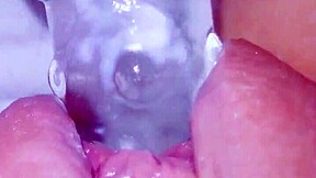 Curious Coed Squirts Huge Cum on Glass Toy