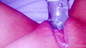 Curious Coed Squirts Huge Cum on Glass Toy