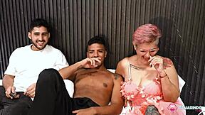 Colombian grandma fights with grandpa and watches movies with two young guys