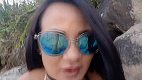 Bold Beach Relaxation with Cute Latina Clit Licking