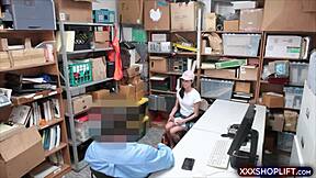 Very Cute Shoplifter Fucks Security Guard for Her Freedom