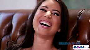 blonde subtly licks and kisses her bffs shaved pussy in first time lesbian encounter with petite natural tits