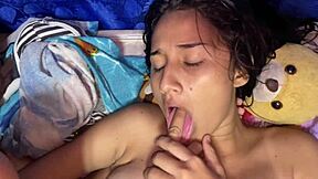 In this homemade update from deliciaslatinas1, the big tits blonde stepmom plays a hot game with her interracial teen. She deepthroats the monster cock before riding in cowgirl for a facial cumshot.