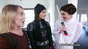 sexy cosplay turned into fourway party with my horny girlfriends and toys.. oh man