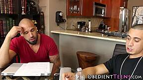 Teen Faces Domination from Two Massive Cocks in Rough Interracial MMF