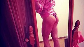 is this tranny babe veronica mix shaking her ass in panties and dress for alien monster fun?