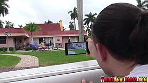 Hey, check out sun bathing babe Kimber Woods getting her ass fucked by that sneaky voyeur! 😏🍑