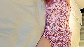 skinny asian brunette college girl in flower print camisole one piece shows feet and legs solo