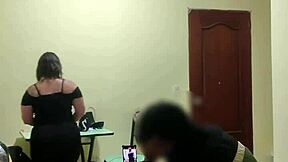 Venezuelan employee starts flirting in the bedroom during her first time as a student roommate