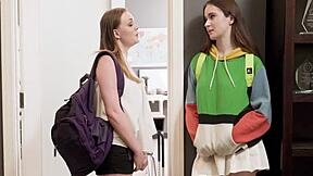 Taking Advantage Of Lesbian Nerd Teen In Seductive Pussy Licking Encounter