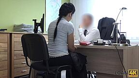 loan4k interview turns into sensual lingerie encounter with european blonde teen