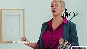 stepmom spanks stepteen 18+ for breaking toy during lesbian licking and masturbation session