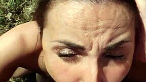 Home sweet BJ turns into a wild outdoor facial surprise in the forest