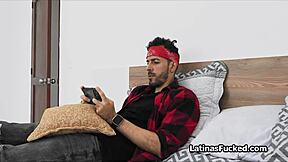 Latina starts date night on roomies hard cock