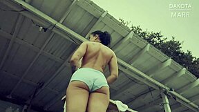 i love showing off my fat ass pawg body in public nudity by the pool with hairy pussy