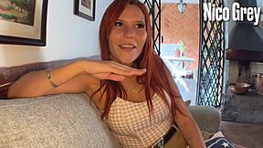 This busty teen redhead from Sao Paulo tries her first casting with POV fucking.