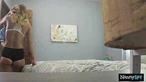 husband and wife force petite brunette babysitter to work fat cock in doggystyle and missionary to save her job