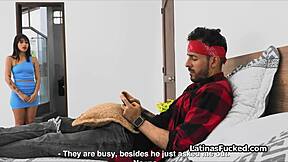 Latina starts date night on roomies hard cock