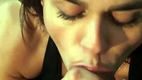 behind the scenes, cute brunette teen pornstar teases the director with deepthroat blowjob until he gives her a facial cumshot on set