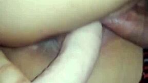 The amateur Latina used her dildo and neighbor for double vaginal penetration