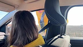 Brunette girl next door with braces flashes natural tits and teases in outdoor car stripping. European exhibitionist shows feet and piercing in kitchen.