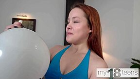 Hey, watch this cute My18teen girl in white panties playing with colored balls and fucking her shaved pussy with a dildo, she's so petite and wet with small tits and tight body. It's all solo masturbation fun!