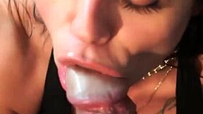 behind the scenes, cute brunette teen pornstar teases the director with deepthroat blowjob until he gives her a facial cumshot on set