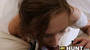 Beautiful Bride in Stockings Rides Stranger Cowgirl While Hubby Watches Cuckold Scene