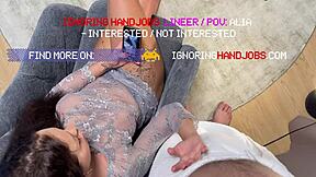 Why does hottest petite 18+ brunette art teacher tease big cock guy for handjob without orgasm?