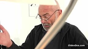 Horny Old Man Fucking Blonde Teen In Doggystyle At Work With Shaved Pussy And 69 Oral