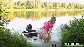 How does 18yo babe Alice Flore get so wet and tight while fingering her shaved pussy outdoors? She moans softly till orgasm hits.