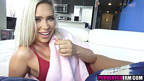 step sister bribed me with sex involving her shaved pussy and blowjob in pov