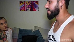 Curvy Brazilian cutie with big natural tits and juicy ass takes deep pounding from huge dick in homemade setup