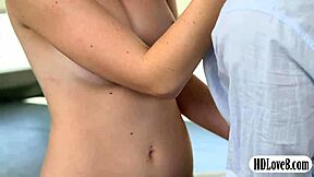 oh man, this stunning teen babe is getting her tight pussy fucked in such an erotic way