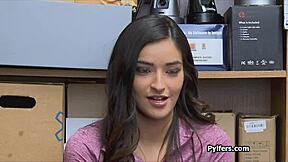 Teen spreads wide for mall security's cock in hardcore shop burglar action