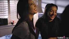 I joined this late night party where brunette and blonde teens started licking each other's pussies in wild lesbian action