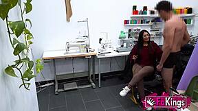 Hey everyone, check out young brunette babe Lara Rey giving a rough blowjob and showing her natural small tits after Spanish lessons end! 😏