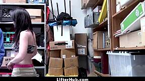 Athena Rayne gets humiliated by lp officer after getting caught shoplifting, stripped and fucked doggy style in the office.