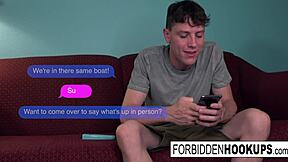 Busty brunette, let your step-brother fuck you hard and give you a facial cumshot.