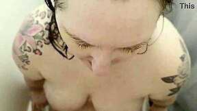 want a rough shower blowjob with cumshot from horny mature wife