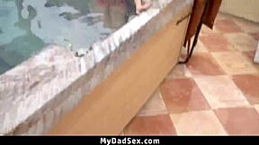 Step daddy whips out dick to feed horny stepdaughter in missionary and doggystyle hardcore fuck session