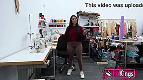 Hey everyone, check out young brunette babe Lara Rey giving a rough blowjob and showing her natural small tits after Spanish lessons end! 😏