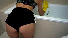 oh man, i think barbie rivas is that skinny latina maid... wait, yeah shes the one cleaning up