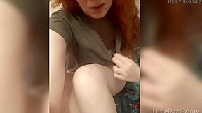 Redhead Beauty With Puffy Nipples And Cute Accent Teases In Panties