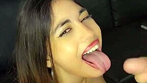 I suck my boss's cock super hard until it covers my face 😏