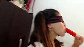 I showed my stepdaughter how to suck cock in our first threesome with wife, ending with her swallowing cum.