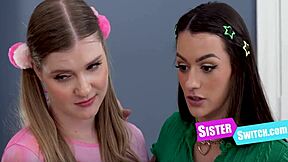 switched step sisters get wild party training together